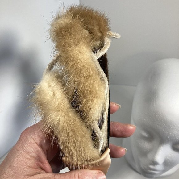 Vintage Lenore Marshall Blond Fur Open Crown Womans Hat 1950s - Picture 7 of 13